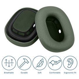 Ear Pads Replacement for AirPods Max Headphone by MMOBIEL - Mesh Fabric Ear Pad Cushions - Noise Isolation Earpads Replacement – Green