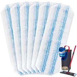 6 Pack H2prO Mop Pads Compatible with O Ceda H2PrO Flat Mop System, 100% Microfiber Mop Head Replacements, Washable and Reusable for H2prO Mop Refills, White