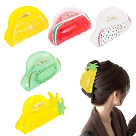 ASUNFO 5 Pcs Fruit Hair Clips Strawberry Lemon Orange Pineapple Watermelon Hair Claws Clip for Women Girls Hair Barrettes Accessories