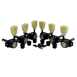 Guyker Locking Guitar Machine Heads (3R + 3L) – 1:15 Ratio Lock String Vintage Deluxe Tuning Key Pegs Tuners Set Replacement for Electric, Acoustic or Folk Guitars - Black