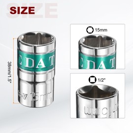 HARFINGTON 2pcs 1/2" Drive 6 Points Socket 15mm Metric Shallow Impact Socket CR-V Steel Flip Socket Spindle Axle Nut Impact Socket for Home Auto Hex Nuts Bolts Repair, Silver Green