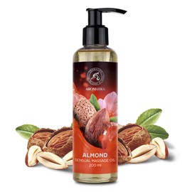 Almond Sensual Massage Oil for Couple 200 ml - Edible & Kissable Massage Oil - Blend of Almond and Grapeseed Oils - Body Oil for Him & Her - for Couples - Romantic Gift - Relaxing Massage Oil