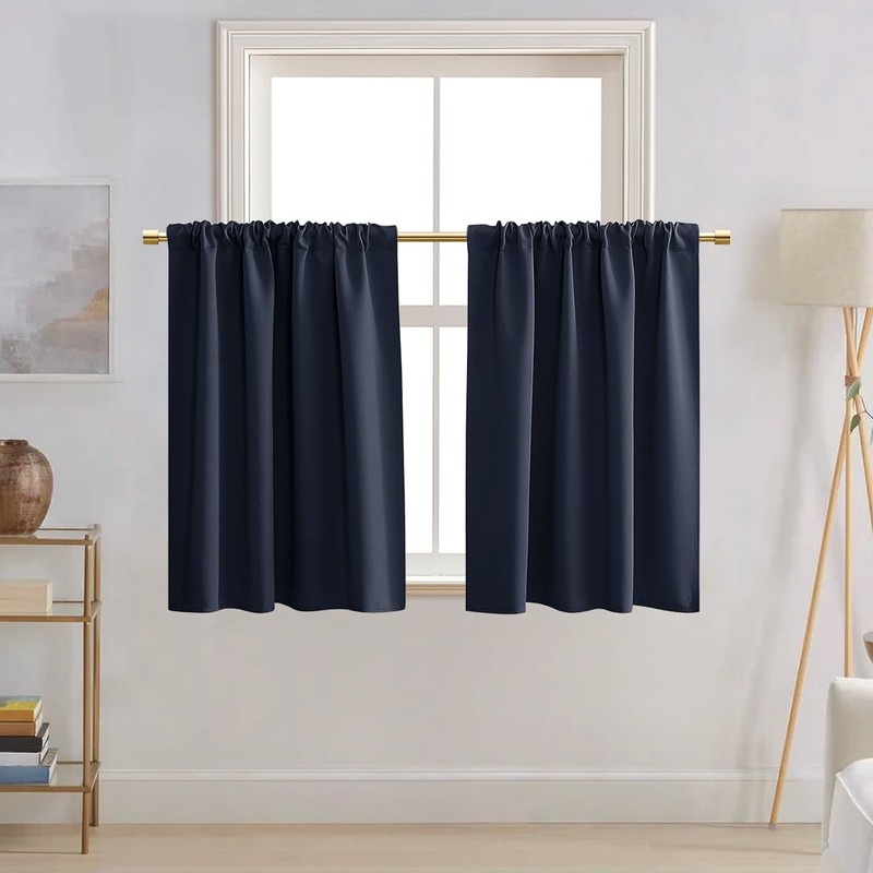 PANELSBURG Bunk Bed Curtains for Bottom,Navy Blue Blackout Short Kids