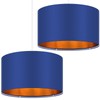 Weewooday 2 Pack Blue Fabric Lampshade for Ceiling 14" Modern