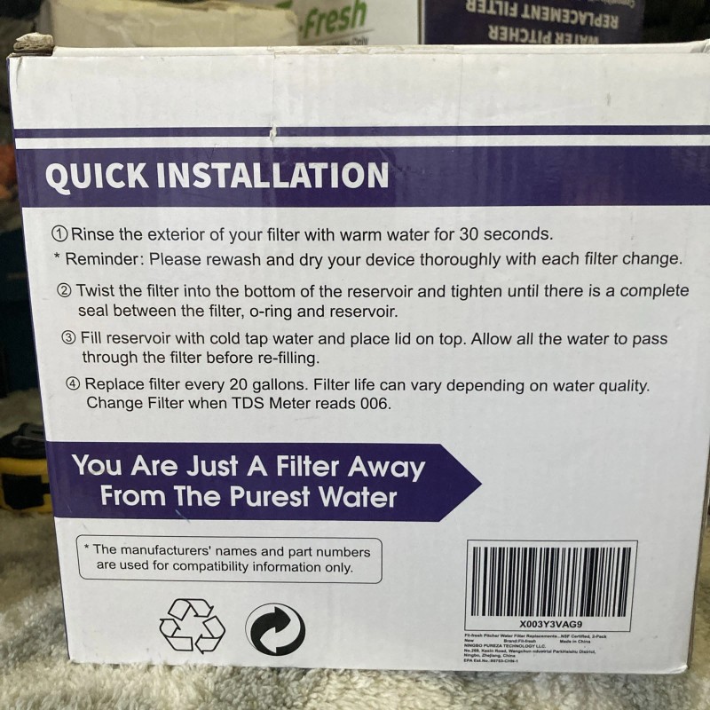 Fil-Fresh 2 Pack Water Pitcher Replacement Filter Compatible with All