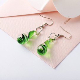 Glass Water Drop Shape Glaze Spiral Dangle Earrings For Women Creative Handmade Glass Bead Geometric Earrings for Women