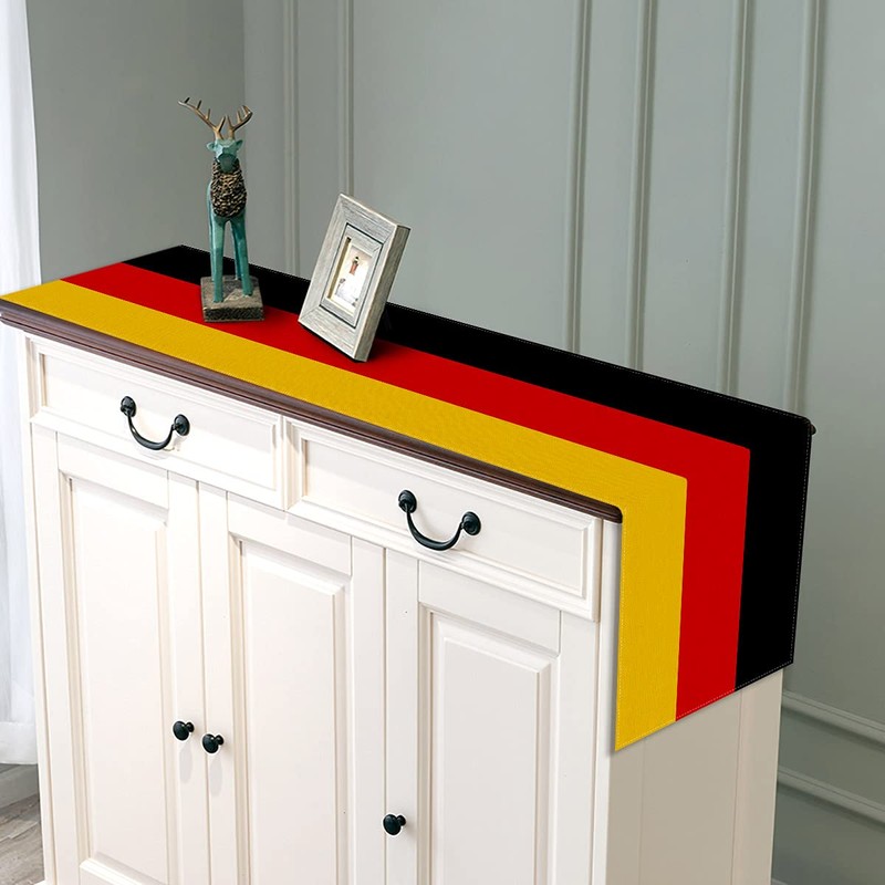 Linen German National Flag Table Runner Oktoberfest Decoration for Kitchen