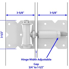 White Stainless Steel Self Closing Vinyl Gate Hinges (for Vinyl, PVC Fencing) Vinyl Fence Gate Hinges w/Mount Hardware (Pair)