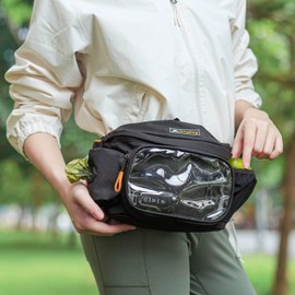 OllyDog Trailblazer Pack With Rubber Fetch Ball, Fanny Pack, Dog Treat Pouch, Hands-Free for Training, Hip Pack with Built-in Poop Bag Dispenser, Adjustable Waist Belt Clip (Raven)