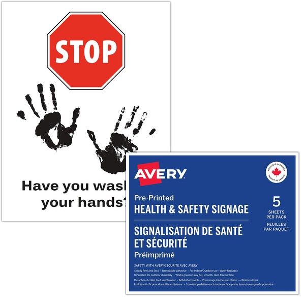 AVERY Hygiene Signage Decal, Hand Wash Reminder, Great for Windows,