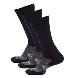 Thorlos Unisex-Adult's WCXU Work Maximum Cushion Crew Sock, Black/Grey 3 Pack(Crew), Large