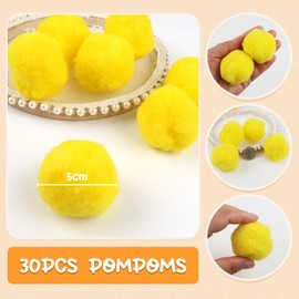 TOAOB 30pcs Large Pom Poms 2 Inch Yellow Craft Pom Poms Fuzzy Pompoms Balls for DIY Arts and Crafts Projects Home Decorations