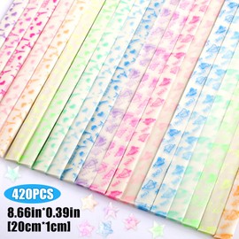420pcs Luminous Star Paper Strips, Glow in the Dark Lucky Star Origami Multi-Color Paper Star Folding Strips for Craft Art Decoration Gift Supplies (Love Tower, Heart)