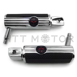 HONGK Skull Footpeg footpegs For Kawasaki Vulcan 900 Classic Suzuki Boulevard M95