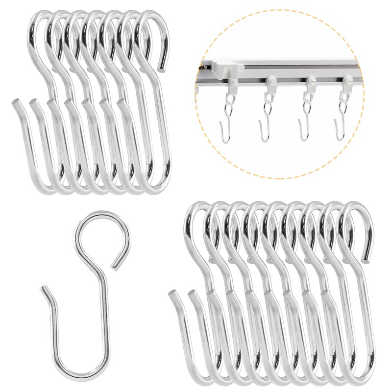 Auvotuis 50Pcs Curtain Track Hooks, Stainless Steel Small Curtain Hooks