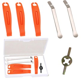 Prinxse Bike Tire Levers| 3-Pcs Ultra Strong Tire Levers & 2-Pcs Stainless Steel Tire Spoons, Bike Tire Removal Tool for Road or Mountain Bike Tires, Must Have Bike Tire Tool in Bike Tire Repair Kit