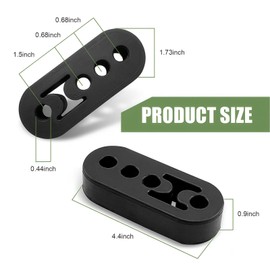 Neferta 2 PCS Car 4-hole Exhaust Pipe Hook, High-density Rubber Insulation Shock-absorbing Bushing Muffler Hanger, Non-destructive Installation Exhaust Bracket Accessories, for Most Cars (Black)