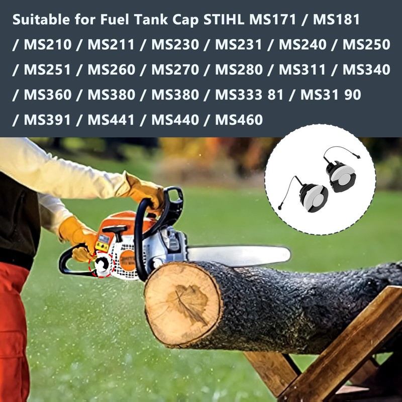 Fuel Cap and Oil Cap for Stihl Chainsaw Set Fuel