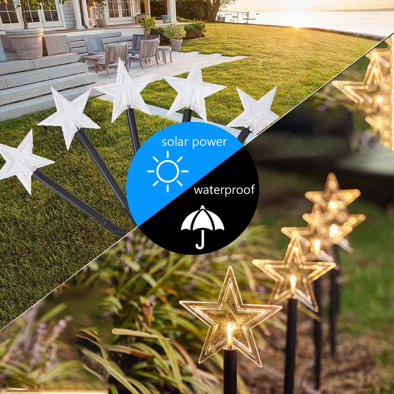 Solar Christmas Star Lights Outdoor Energy Saving Waterproof Solar Powered