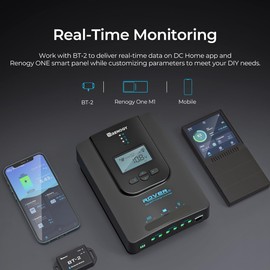 Renogy 40A 12V/24V Auto DC Input MPPT Solar Charge Controller Parameter Adjustable LCD Display Solar Panel Regulator fit for Gel Sealed Flooded and Lithium Battery, Rover 40A w/ Bluetooth,Black