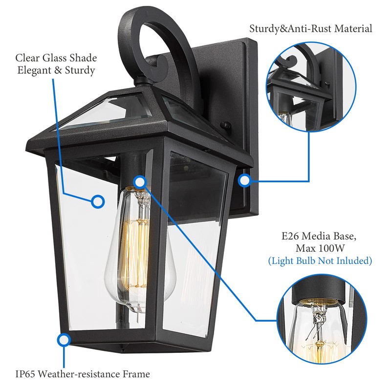 Luminzone Outdoor Light Fixtures Wall Mount, Waterproof Exterior Wall Lanterns