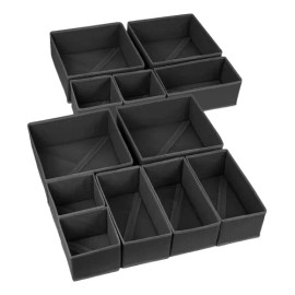 12 Organizador De Ropa Interior Plegable Para Cajones Cajas Negro