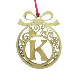 Laser cut Christmas tree bauble decoration: Letter K