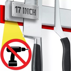 HMmagnets Strong Adhesive (No Drill) Magnetic Knife Holder for Wall - 17 Inch