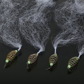 4 pieces copper spring fishing net, fishing spring net, copper cast net with luminous beads, mesh net for night fishing (7 sizes)