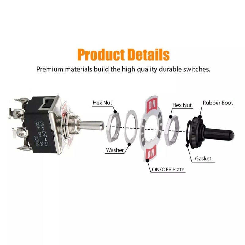 Unbranded 2-pack Waterproof 6pin DPDT Momentary Toggle Switch Boot Cap