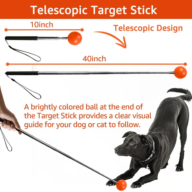 3Pack Set - Dog Clicker for Training, Retractable Target Stick,