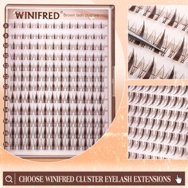 Winifred Brown Lash Clusters Natural Wispy Eyelash Clusters C Curly Manga Cluster Eyelash Extensions Clear Band Fairy Lashes Clusters 8-16mm Dark Brown Individual Lashes