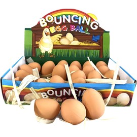 ASPIRE UK 6 Pack Bouncy Balls Eggs for Kids Party Bags Brown Colour | Safe Rubber Bounce Balls for Children | Fun Toy Ideal for Birthday Gifts, Party Favors, Classroom Rewards & Playtime Activities