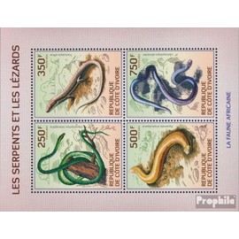 Prophila Collection Elfenbeinküste 1529-1532A Kleinbogen (kompl.Ausg.) postfrisch ** MNH 2014 Reptillien (Briefmarken für Sammler) Amphibien/Reptilien/Saurier