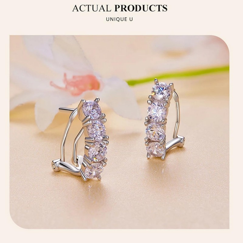 PAHALA Moissanite 2.4CT D Color VVS1 EX Simple Ear Clips