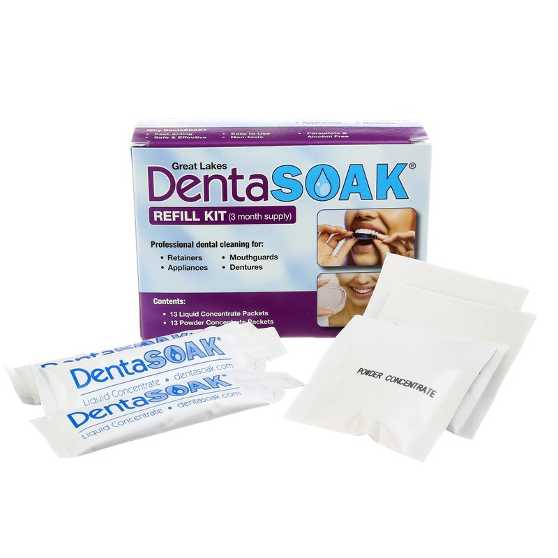 DentaSOAK Refill Kit - Mouthguard, Retainer, Denture, Appliance Cleaner –