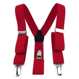 TigerTie Children's Y-shaped braces with 3 extra strong clips, high-quality workmanship, width 25 mm, red