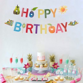 KUNGOON Spring Happy Birthday Banner, Garden Theme with Butterflies and Sun, Colorful Party Decoration,for Baby Shower Girls Women Birthday Summer Party Decorations. ﻿(green)