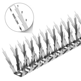Bird Spikes for Outdoor Use Stainless Steel Strips for Fences, Roofs, and Patios 10.5FT Coverage, 10 Strips