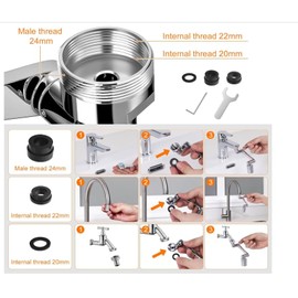 1080°Swivel Faucet Extender, Bathroom Sink Filter, Faucet Water Filter with 2 Mode Splash, 99% Removal Rate Filtration System, 8pcs Carbon Fiber Cartridges
