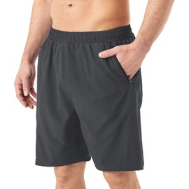 HMIYA Men's Casual Sports Quick Dry Workout Running or Gym Training Short with Zipper Pockets(Dark Gray,5X-Large)