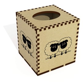 Square 'Pair Of Sheep' Wooden Tissue Box Cover (TB00015439)