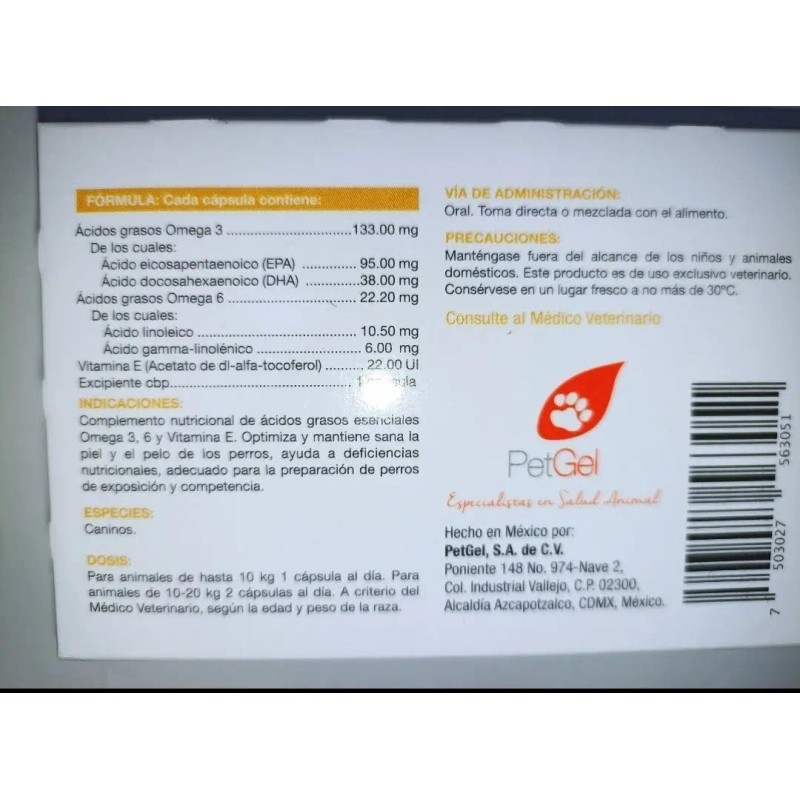 Omegatrix Suplemento Nutricional Perro Caps Omegas 3y6