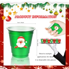 Wenqqy 100 Pcs 2 oz Christmas Plastic Shot Cups Christmas Mini Disposable Shot Glasses Small Plastic Shot Glasses Bulk for Christmas Party Decorations Supplies