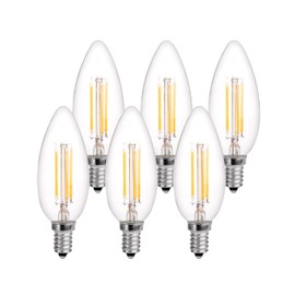 Luminus 4.5W LED 500 Lumens B10 E12 Base Dimmable Filament Bulb 5000K, Clear, 6 Count (Pack of 1) (PLF6505)