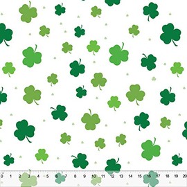 Spring Designs Fabric 60" Wide Sold by The Yard - 100% Signature Polyester - Pre-Cut Square Craft Fabric for DIY, Patchwork, Sewing, Quilting, Scrapbooking & Upholstery (Tossed Shamrocks White)