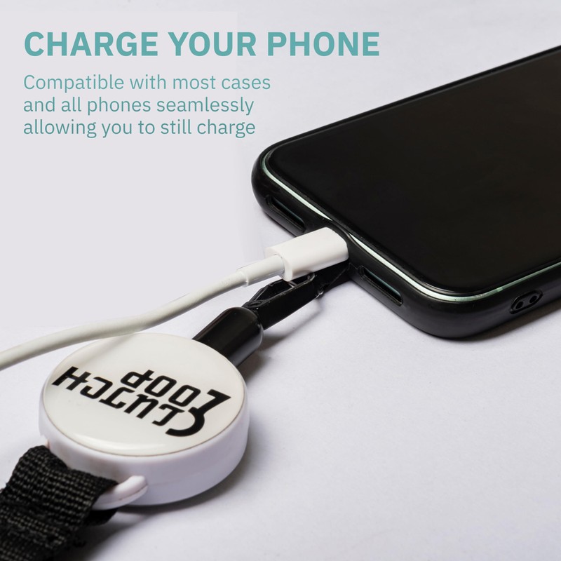 ClutchLoop Anti-Theft Phone Tether. Retractable steel line, Universal anchor &