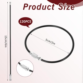 HekouJiub 120 Pieces Wire Keychain Cable, 6 Inch 2mm Stainless Steel Cable Key Ring Bag & Luggage Tag Loops Metal Wire Ring for Hanging Keyrings Key ID Tag Keepers, Black