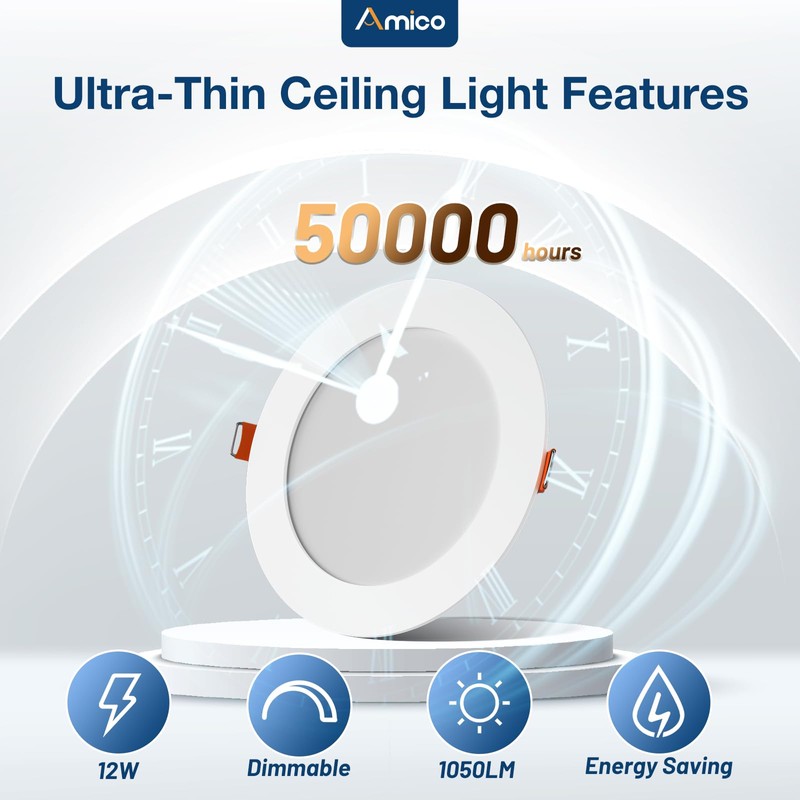 Amico 24 Pack 6 Inch 5CCT Ultra-Thin LED Recessed Ceiling