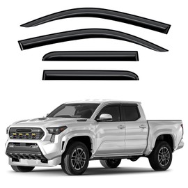 Window Deflectors Smoke Tinted Tape-On Side Window Vent Visor Deflectors Rain Guards Compatible with Toyota Tacoma Double Cab 2024-2025 - 4 pcs. GW0939